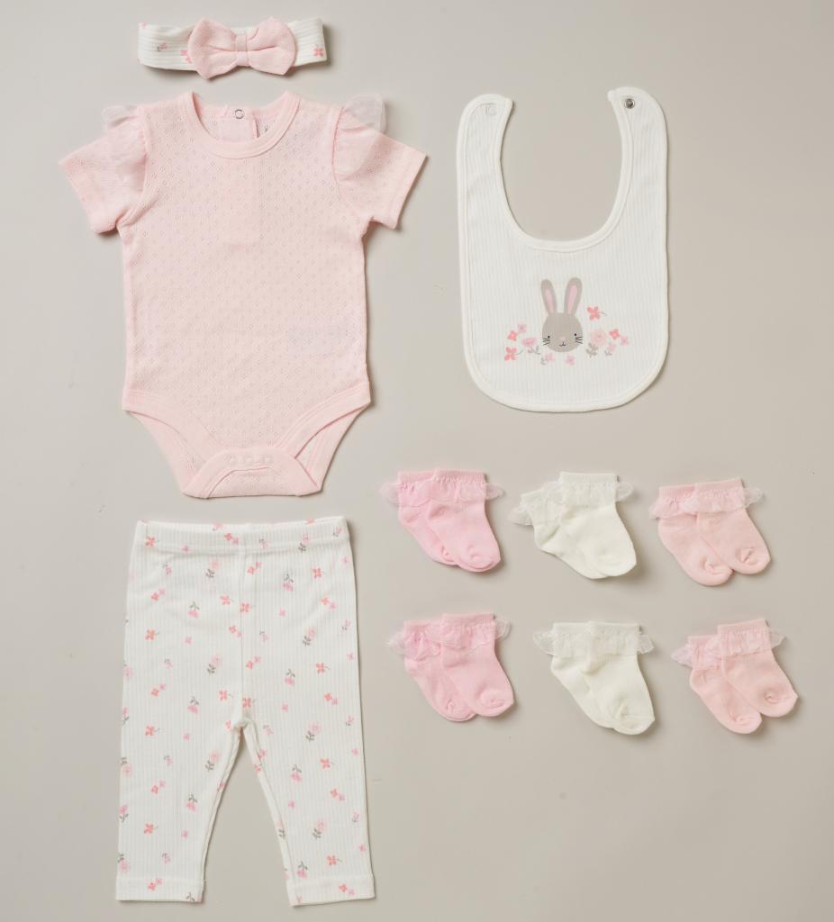Lily & Jack D07257  LJD07257 Floral" Ribbed 10 Piece set(NB - 6m)