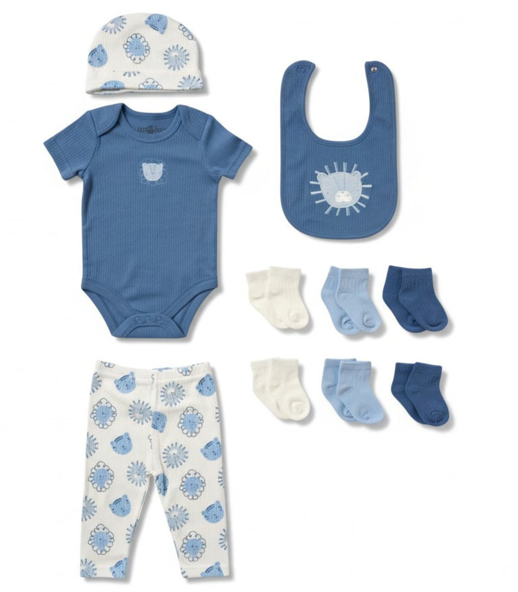 Lily & Jack D07436  LJD07436B  "Lion" Ribbed 10 Piece set(NB - 6m)