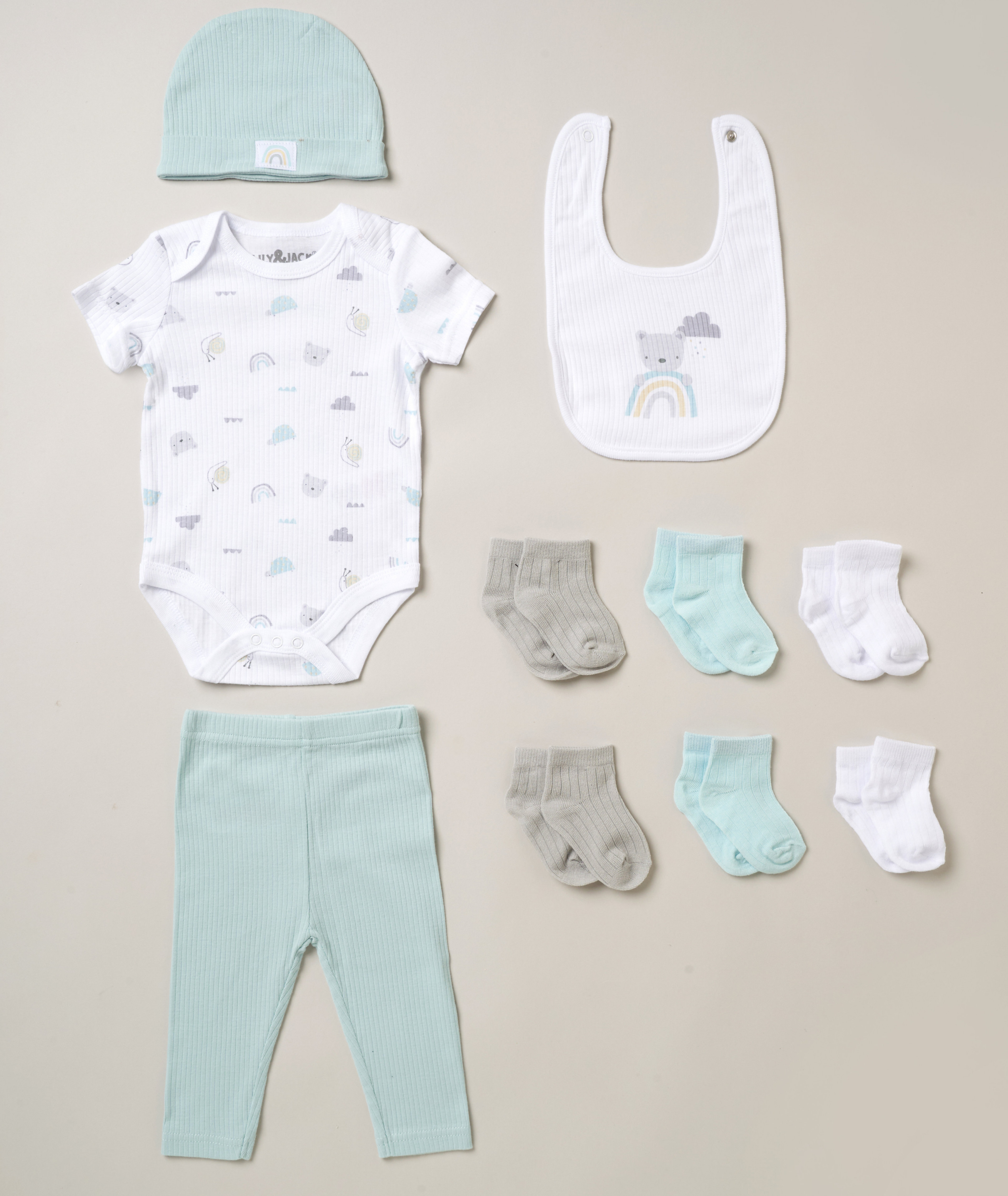 Lily & Jack D07437  LJD07437 "Teddy bear" Ribbed 10 Piece set(NB - 6m)