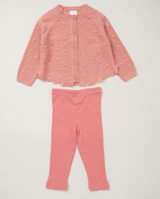 LJE07930p  Knitted Fringed Set  (9-24 months)