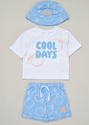 LJF09115B "Cool Days" Sun Hat and Shorts Set (9-24 Months)