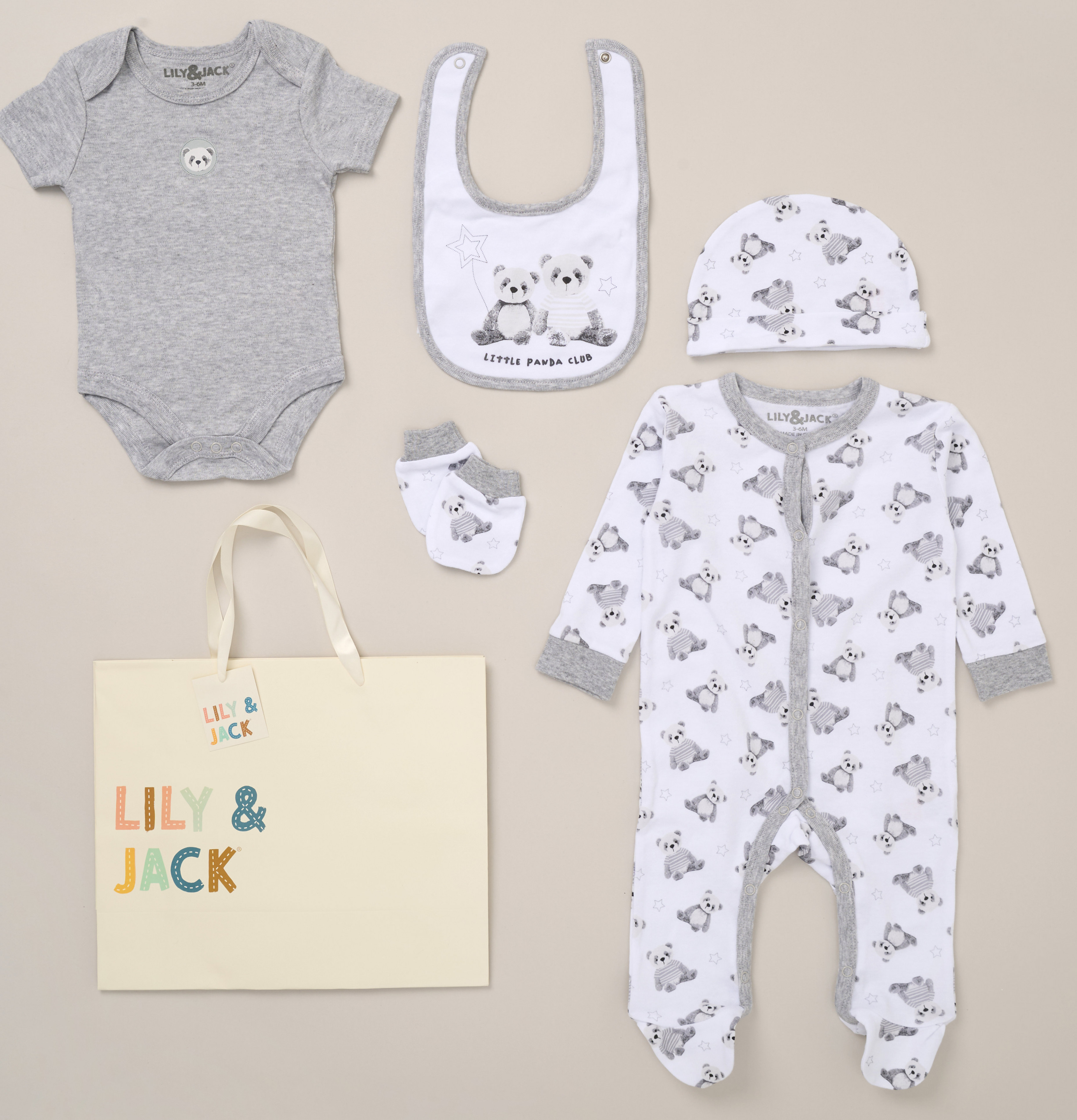 Lily & Jack F09897NB * LJF09897 "Little Panda Club" 5 Piece Layette Set (Nb-6 months)