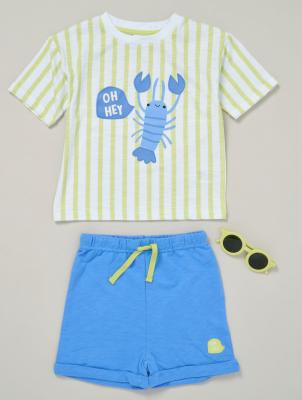 LJF10023B Hey Lobster Sun Glasses and Shorts Set (12-24 Months)