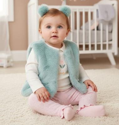 LJJ15539 Furry Gilet, legging & top "Pretty" (0-9 months)