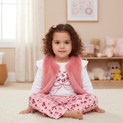 LJJ15542B Furry Gilet, Legging & Top "Flowers" (2-4 years)