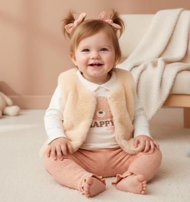 LJJ15546A Furry Gilet, Legging & Top "Happy" (12-24 months)