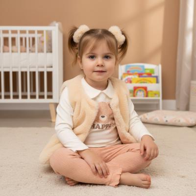 LJJ15546B Furry Gilet, Leggings & Top "Happy" (2-4 years)