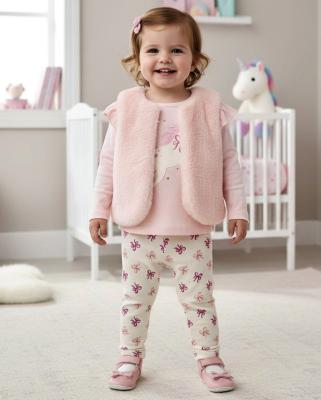 LJJ15547A Furry Gillet, legging & top "Unicorn" (12-24 months)