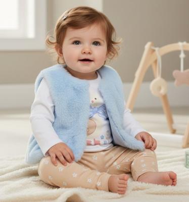 LJJ15553A Furry Gilet, Leggings &Top "Goose" (12-24 months)