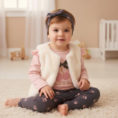 LJJ15870A Furry Gilet, leggings & top "Loved" (12-24 months)