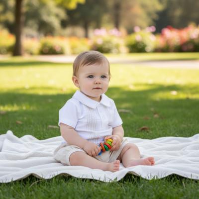 MB5257S  Embroidered Linen Shorts Set  (3-9 months)