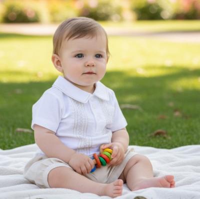 MB5257  Embroidered Linen Shorts Set  (3-9 months)
