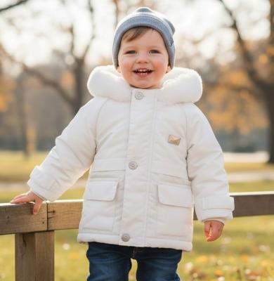 MB5425D-W  White Fur Trimmed Winter Coat  (12-24 months)