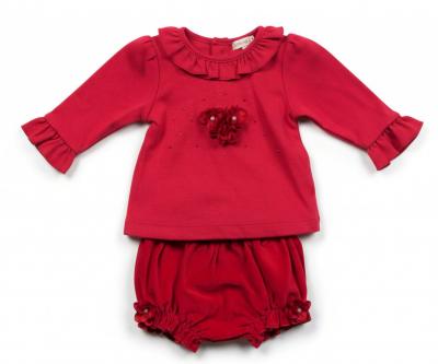 MB5566-A  Red "Flowers and Frills" Two Piece   (12-24 months)