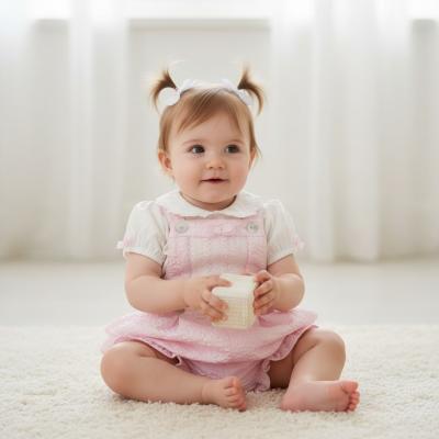 MB5624-AP  Floral Smocked Dungaree Bloomer  (12-24 months)