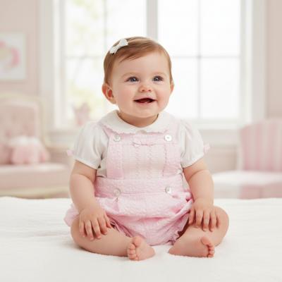 MB5624P  Floral Smocked Dungaree Bloomer (3-9 months)