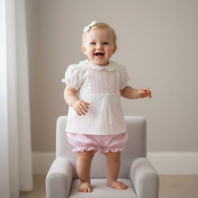 MB5626-AP  Floral Smocked Bloomer Shorts Set  (12-24 months)