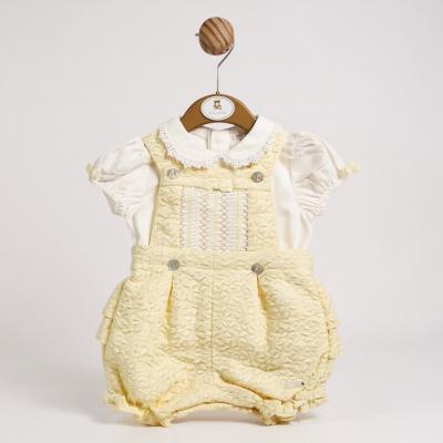 MB5631Y  Floral Smocked Bloomer Dungaree Set  (3-9 months)