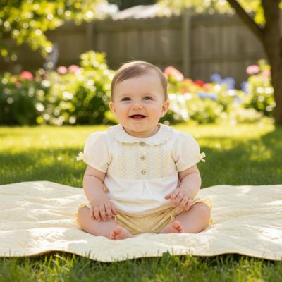 MB5633Y  Floral Smocked Bloomer Shorts Set  (3-9 months)