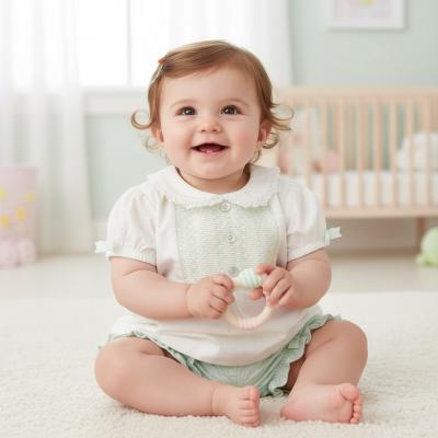 MB5640-G  Floral Smocked Bloomer Shorts Set  (3-9 months)