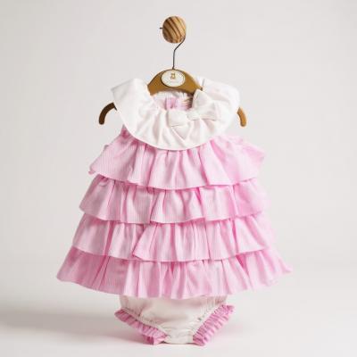 MB5731P  Tiered "Gingham and Bow"  Dress Set  (3-9 months)