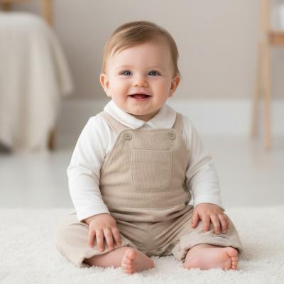 MB6004-T  Warm lined Baby Cord Dungaree Set  (3-9 months)