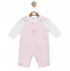 MB6102  Pointelle "Bow and Heart" Dungaree Set  (3-12 months)
