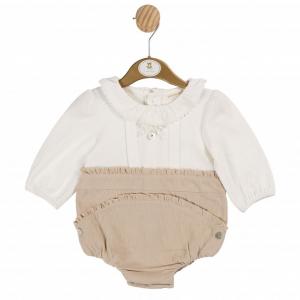 MB6112  Baby Cord "Frills and Bow" Romper  (3-12 months)