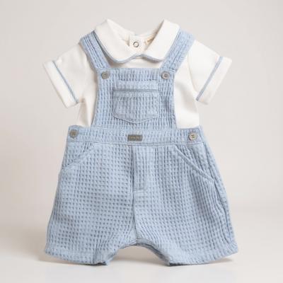 MB6295S  Waffle Short Dungaree Set  (3-9 months)