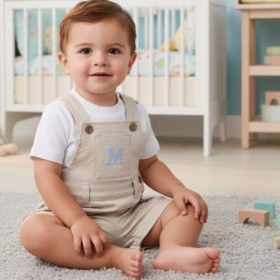 MB6314C  Mintini Logo Short Dungaree Set  (3-9 months)