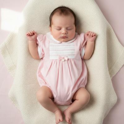 MB6334-P  Heart Smocked Romper  (1-9 months)