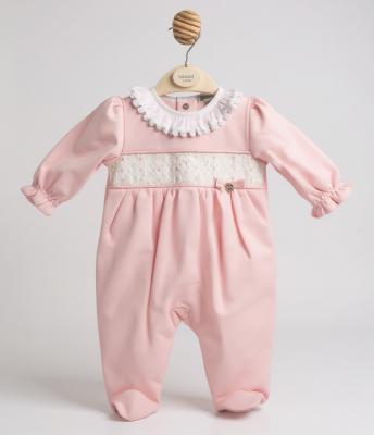MB6707P  Smocked Lace All In One  (1-6 months)