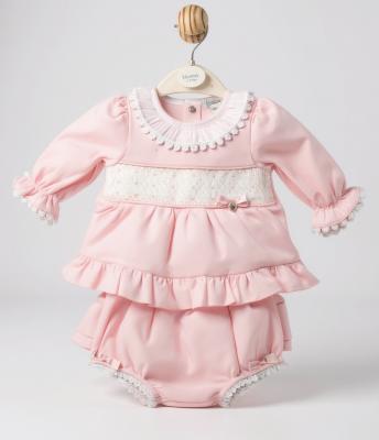 MB6709A  Smock and Lace Jam Pants Set  (12-24 months)