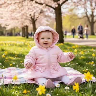 MB6862-P  Pink Pearlised Bow Summer Coat  (3-9 months)