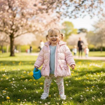 MB6862B  Pink Pearlised Bow Coat  (3-5 years)