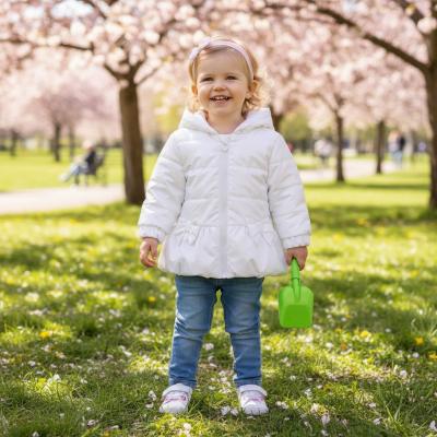 MB6863B  White Pearlised Bow Summer Coat  (3-5 years)