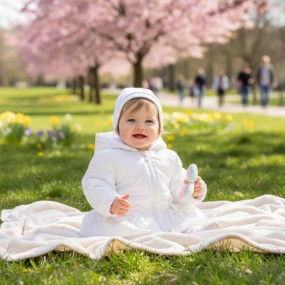MB6863W  White Pearlised Bow Summer Coat  (3-9 months)