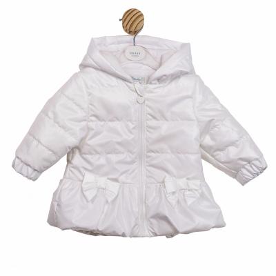 MB6863B  White Pearlised Bow Coat  (3-5 years)