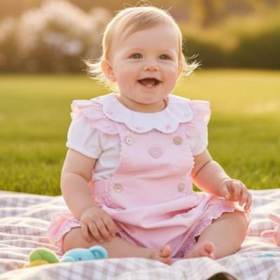 MB7031-P Scallop Butterfly Frilly Dungaree Set (3-9 months)