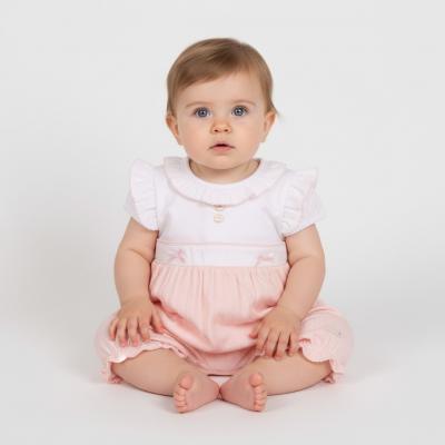 MB7053P  Pointelle Bow Romper   (1-9 months)