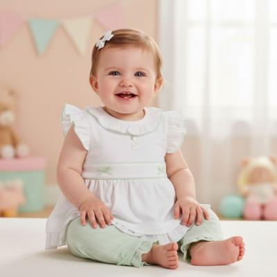 MB7072A  Pointelle Bow Two Piece Set (12-24 months)