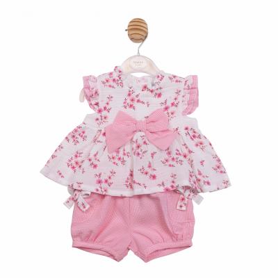 MB7132 Floral Bows and Gingham Bloomer Set (3-9 months)