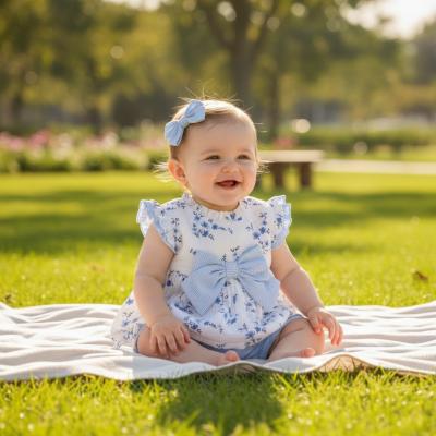 MB7140A  Floral Bows and Gingam Bloomer Set  (12-24 months)