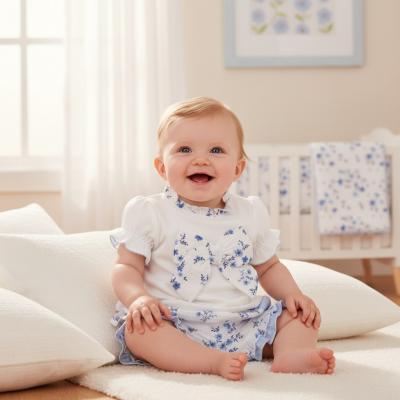 MB7142  Floral Bows and Gingham Shorts Set  (3-9 months)