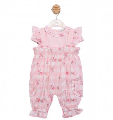 MB7157A  Roses Gingham Dungaree Set  (12-24 months)