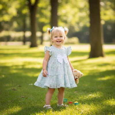 MB7252A  Floral Dress with Bow  (12-24 months)