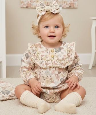 MC1095 Gold and floral vest, headband and socks (3-12 months)