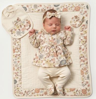 MC2086 Floral & Gold five piece set ( 0-3 months)