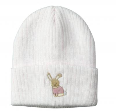 ML0503-0463-WP  White/Pink Knitted "Rabbit" Hat  (One Size)
