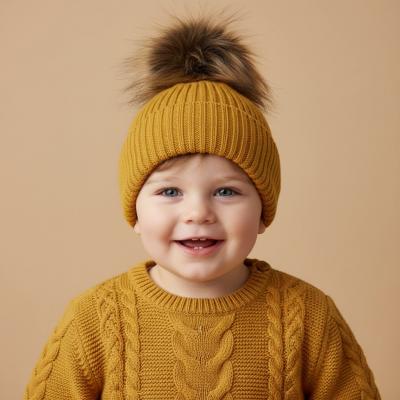 ML0503-0606M  Ribbed Pom Pom Hat  (6-18 months)